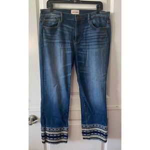 Driftwood Women's Cropped Colette Boho Emroidered Tapestry Jeans 33x26